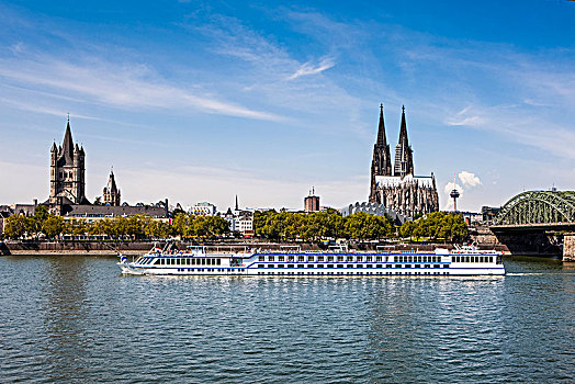 莱茵河,桥,大教堂,科隆,高处,德国