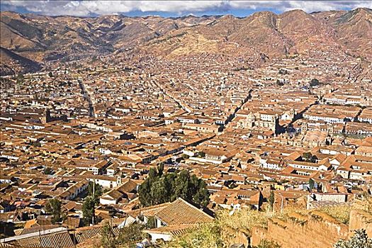 俯拍,城市,库斯科市,秘鲁