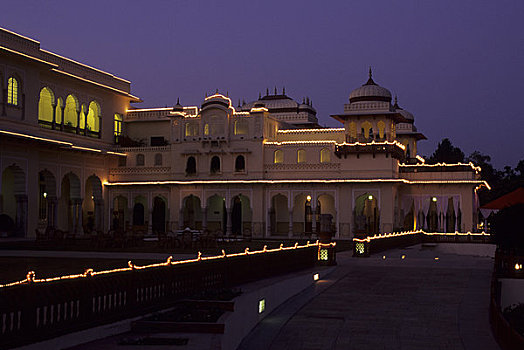 印度,斋浦尔,酒店,宫殿,夜晚