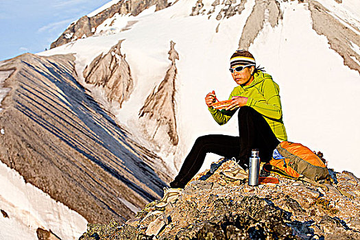 女性,跑步者,山,加拿大