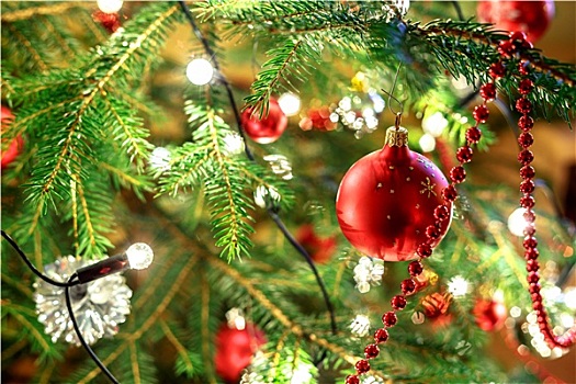 圣诞装饰,树上,亮光