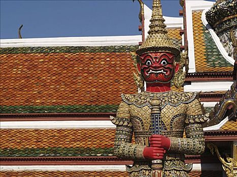 庙宇,守卫,寺院,玉佛寺,曼谷,泰国