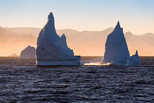 冰山,南极半岛,日出,南极