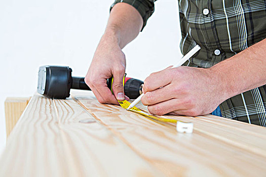木匠,测量,带子,木板