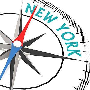 指南针,纽约,文字
