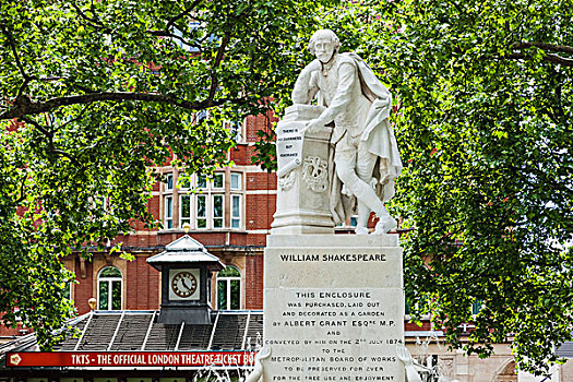 英格兰,伦敦,莱斯特广场,莎士比亚,雕塑