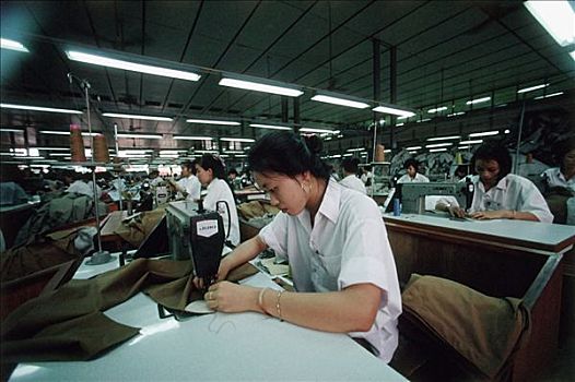 越南,胡志明市,女人,缝纫,布,工厂