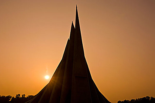 国家纪念建筑,孟加拉,日落,亚洲