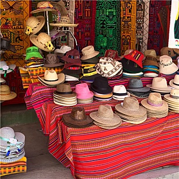 帽子,纪念品,工艺品,店,科帕卡巴纳,玻利维亚