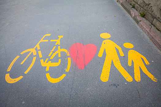 自行车,标识,涂绘,沥青