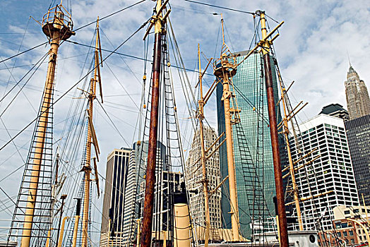 历史,船,桅杆,南街海港,纽约
