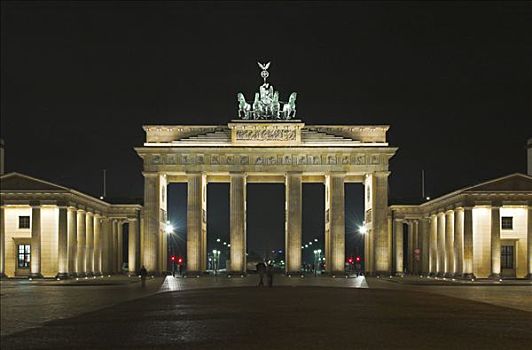 勃兰登堡门,夜晚,柏林,德国