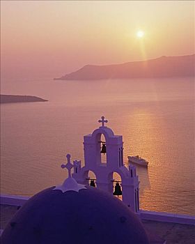 日落,锡拉岛,希腊