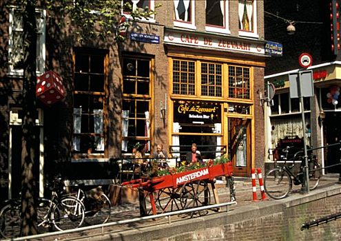 阿姆斯特丹,咖啡,建筑,运河