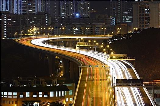 高速公路,城市,夜晚