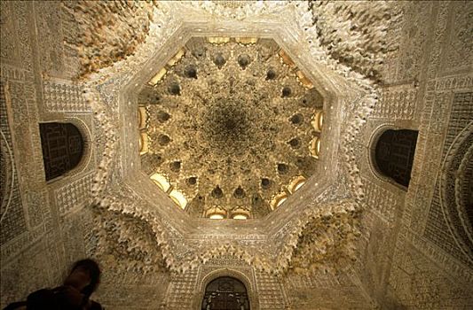 天花板,拱顶,纳斯里王朝,宫殿,阿尔罕布拉,格拉纳达,安达卢西亚,西班牙