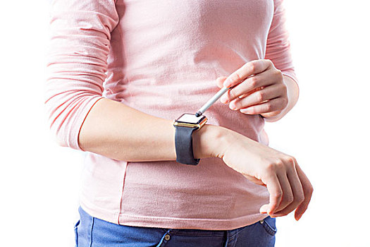 女手用白色的的的smartwatch