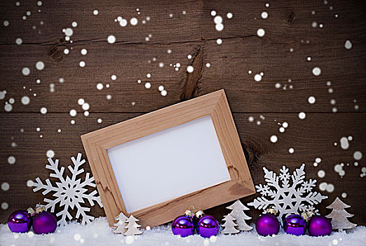 紫色,圣诞装饰,留白,雪,雪花