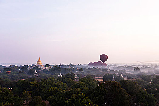 气球,升空,蒲甘,缅甸