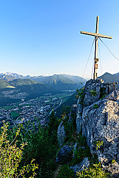 特劳恩湖,城镇,山,顶峰,穿过,萨尔茨卡莫古特,上奥地利州,奥地利