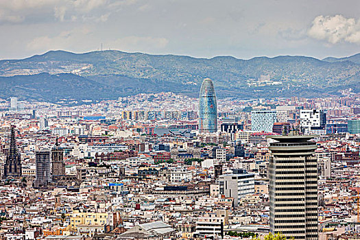 上方,巴塞罗那,阿格巴塔,高,摩天大楼,建筑师,加泰罗尼亚,西班牙,欧洲