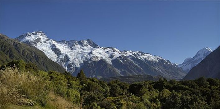 左边,山,右边,烹饪,库克山,国家公园,南岛,新西兰