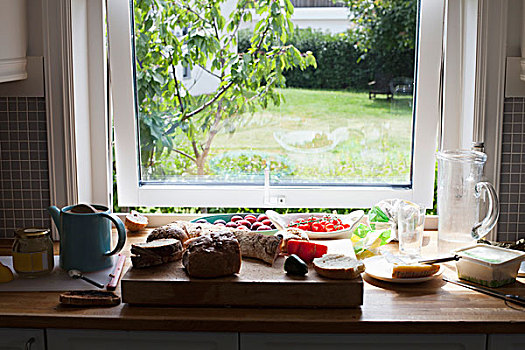 食物,桌上,窗户