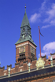 丹麦,哥本哈根,市政厅,塔