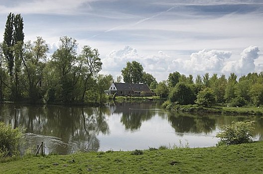 农舍,水塘,荷兰