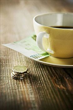 咖啡杯,纸币