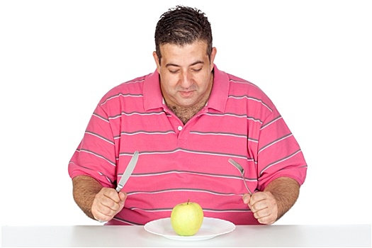 肥胖,男人,吃饭,苹果