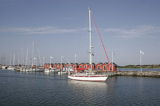 瑞典,哥德堡,岛屿,港口,红色,斯堪的纳维亚,海岸,渔港,码头,船,帆船,船库,目的地,旅游,运输