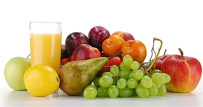 构图,水果,玻璃,橙汁