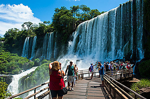 游客,瀑布,伊瓜苏瀑布,伊瓜苏国家公园,世界遗产,阿根廷,南美