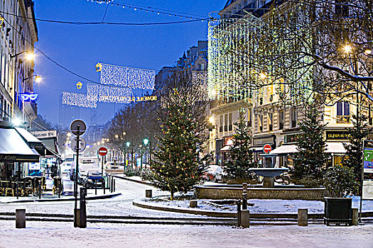 法国,巴黎,圣诞灯光