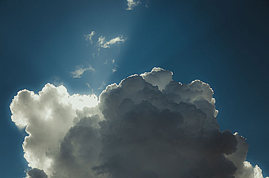 太阳光线,发光,积雨云,云,图像