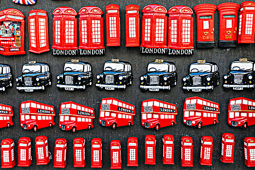英格兰,伦敦,纪念品店,展示,电冰箱,磁铁,运输,电话亭