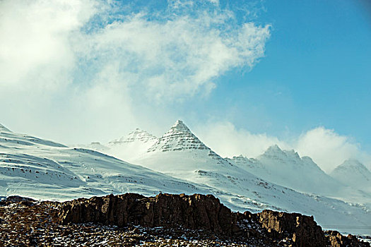 积雪,火山,风景,冰岛