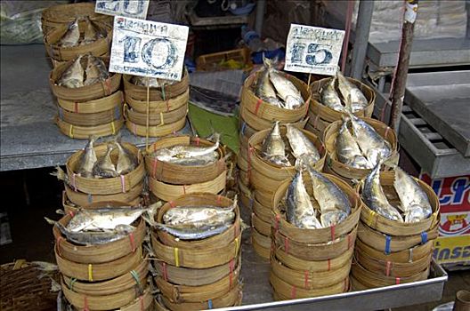 鲜鱼,出售,市场,泰国