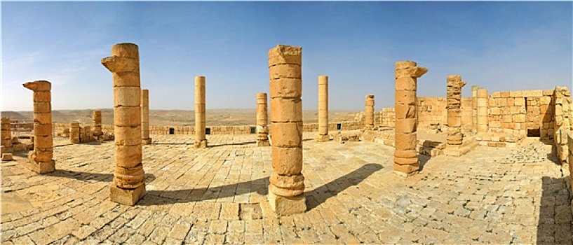 柱子,古迹,老城,荒芜,以色列,全景