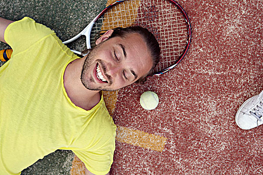 微笑,男人,网球场