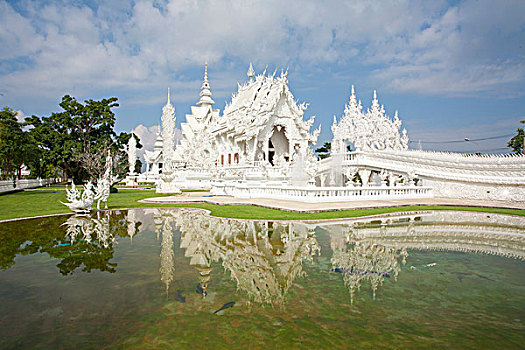 白色,寺院,清莱,泰国,亚洲
