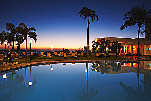 游泳池,酒店,日落,马普托,莫桑比克