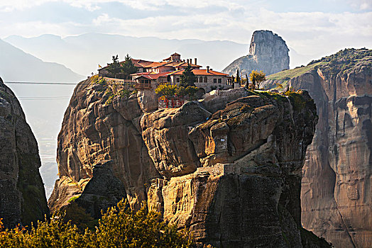 寺院,边缘,悬崖,米特奥拉,希腊