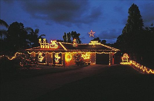 圣诞节,圣诞气氛,装饰,房子,港口,澳大利亚