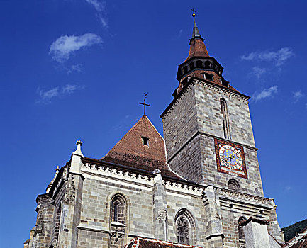 仰视,教堂,布拉索夫,罗马尼亚