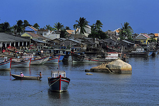 越南,芽庄,捕鱼,港口,渔村