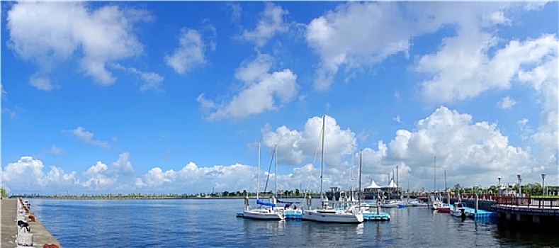 全景,游艇,海洋,夏天