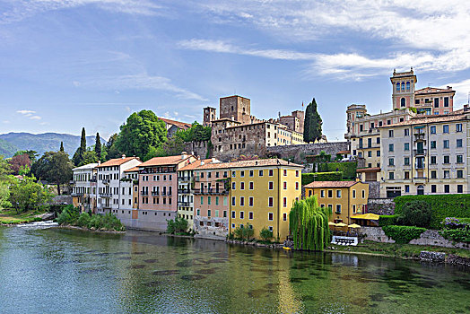 风景,上方,河,格拉巴酒,威尼托,意大利,欧洲