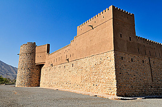 历史,砖坯,要塞,堡垒,城堡,哈迦,加尔比,山峦,巴提纳地区,区域,阿曼苏丹国,阿拉伯,中东